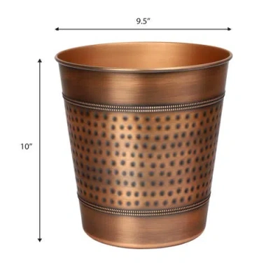 Happimess Riley Modern Classic Hammered Steel Accent 2 Gal Waste Bin In Brown