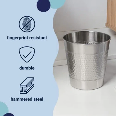 Happimess Riley Modern Classic Hammered Steel Accent 2 Gal Waste Bin In Metallic