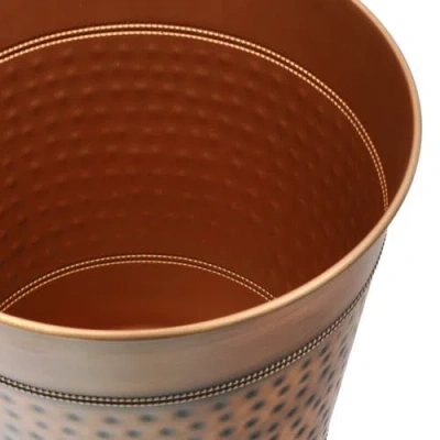 Happimess Riley Modern Classic Hammered Steel Accent 2 Gal Waste Bin In Brown