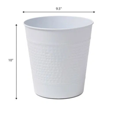 Happimess Riley Modern Classic Hammered Steel Accent 2 Gal Waste Bin In White