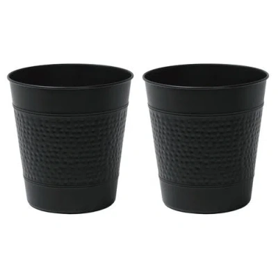 Happimess Riley Modern Classic Hammered Steel Accent 2 Gal Waste Bin In Black