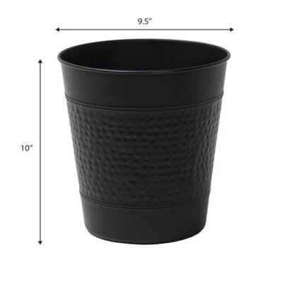 Happimess Riley Modern Classic Hammered Steel Accent 2 Gal Waste Bin In Black