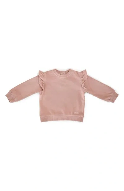 Pehr Organic Cotton French Terry Ruffle Sweatshirt In Pink