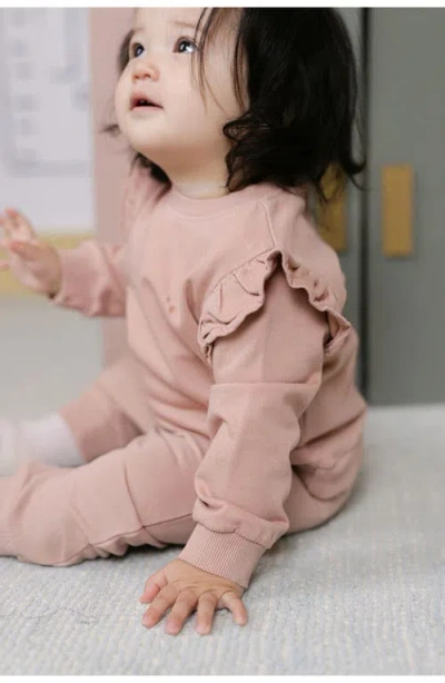 Pehr Organic Cotton French Terry Ruffle Sweatshirt In Pink