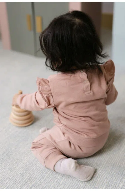 Pehr Organic Cotton French Terry Ruffle Sweatshirt In Pink