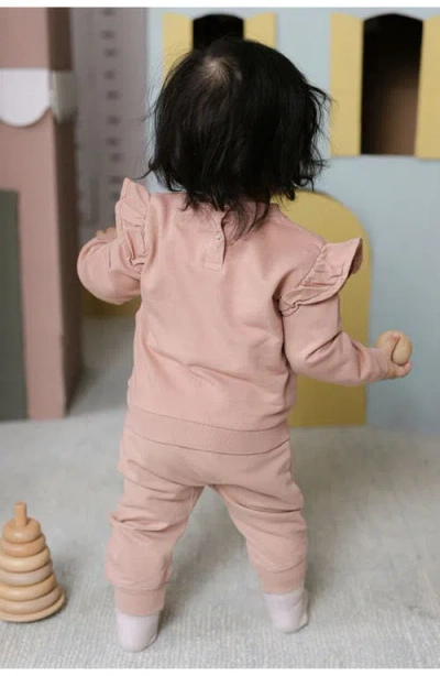 Pehr Organic Cotton French Terry Ruffle Sweatshirt In Pink