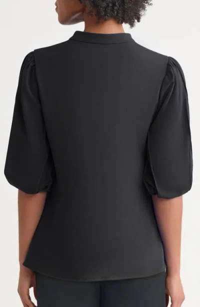 Ming Wang Deco Puff Sleeve Stretch Crepe Top