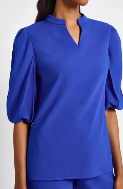 Ming Wang Deco Puff Sleeve Stretch Crepe Top