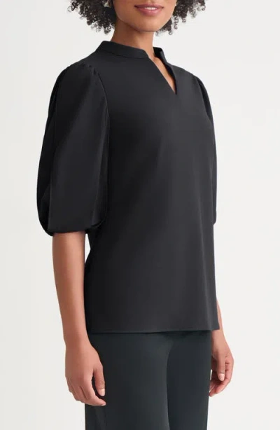 Ming Wang Deco Puff Sleeve Stretch Crepe Top