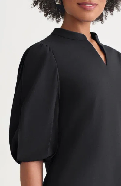 Ming Wang Deco Puff Sleeve Stretch Crepe Top