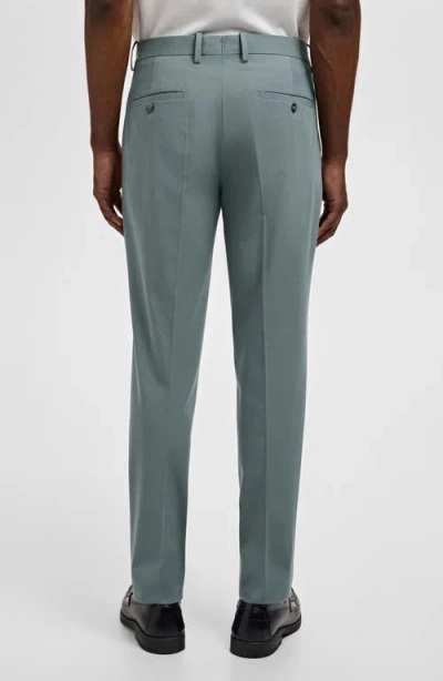 Mango Super Slim Fit Stretch Suit Pants In Green