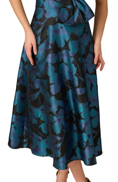 Aidan Mattox By Adrianna Papell Floral Jacquard Strapless Midi Cocktail Dress