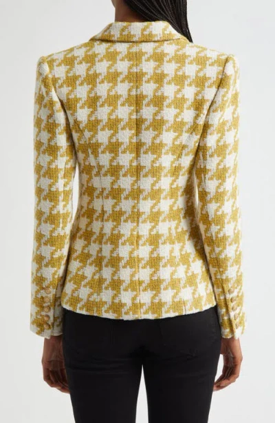 L Agence Marie Houndstooth Tweed Blazer In Yellow