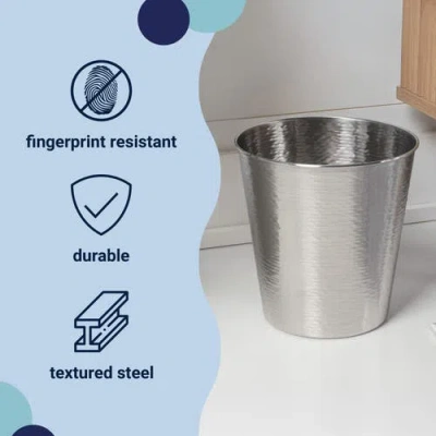 Happimess Remi Modern Classic Textured Steel 2 Gal Waste Bin In Metallic