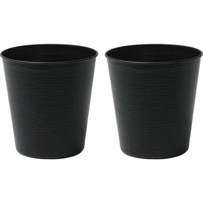 Happimess Remi Modern Classic Textured Steel 2 Gal Waste Bin In Black
