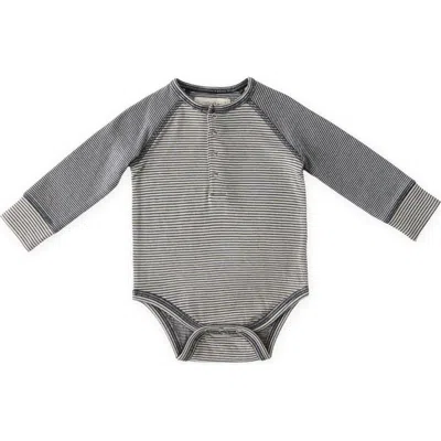 Pehr Sailor Stripe Raglan Sleeve Organic Cotton Bodysuit In Gray