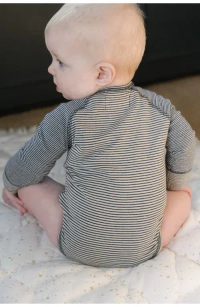 Pehr Sailor Stripe Raglan Sleeve Organic Cotton Bodysuit In Gray