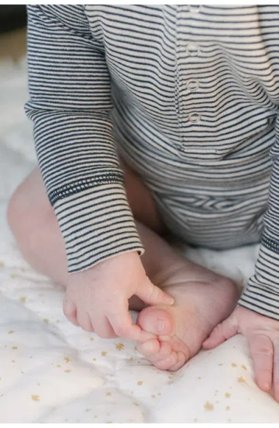Pehr Sailor Stripe Raglan Sleeve Organic Cotton Bodysuit In Gray