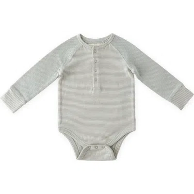 Pehr Sailor Stripe Raglan Sleeve Organic Cotton Bodysuit In Gray