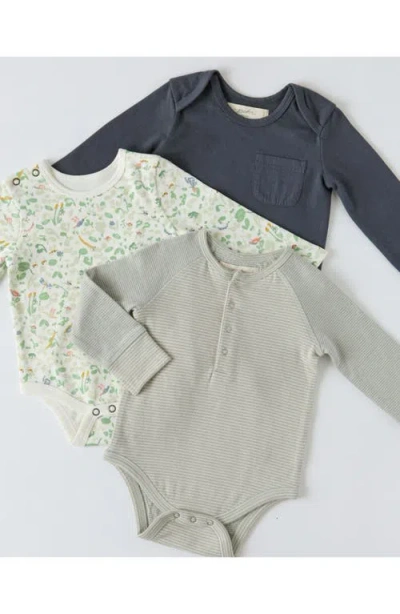 Pehr Sailor Stripe Raglan Sleeve Organic Cotton Bodysuit In Gray
