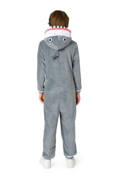 Opposuits Kids' Shark One Piece Hooded Jumpsuit In Gray