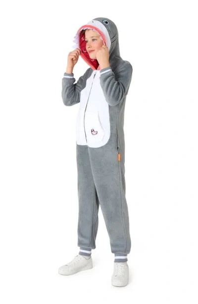 Opposuits Kids' Shark One Piece Hooded Jumpsuit In Gray