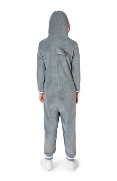 Opposuits Kids' Shark One Piece Hooded Jumpsuit In Gray