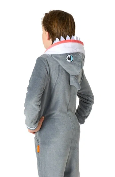 Opposuits Kids' Shark One Piece Hooded Jumpsuit In Gray