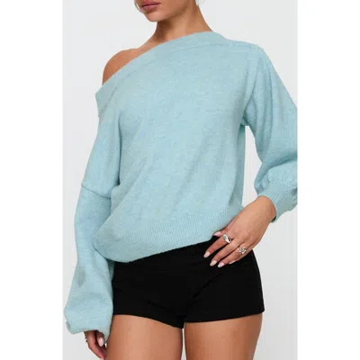 Princess Polly Noble Off The Shoulder Sweater In Blue
