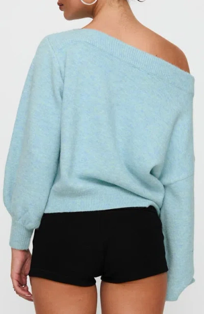 Princess Polly Noble Off The Shoulder Sweater In Blue