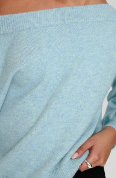 Princess Polly Noble Off The Shoulder Sweater In Blue