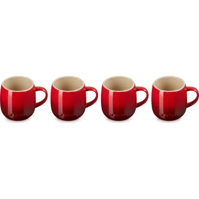 Le Creuset Set Of Four 14-ounce Stoneware Mugs In Red