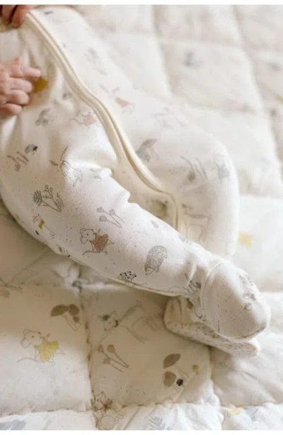 Pehr Print Rib Organic Cotton Footie In Gray
