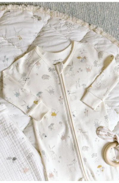 Pehr Print Rib Organic Cotton Footie In Gray