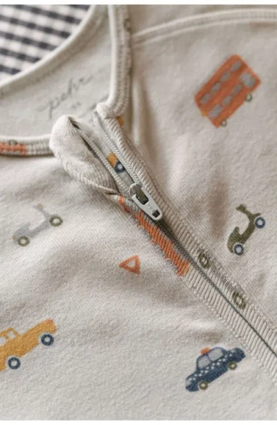 Pehr Print Rib Organic Cotton Footie In Gray