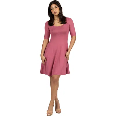 24seven Comfort Apparel Petites Apparel A-line Knee Length Dress Elbow Length Sleeves