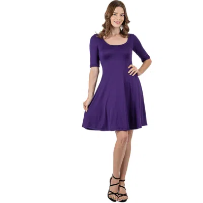 24seven Comfort Apparel Petites Apparel A-line Knee Length Dress Elbow Length Sleeves