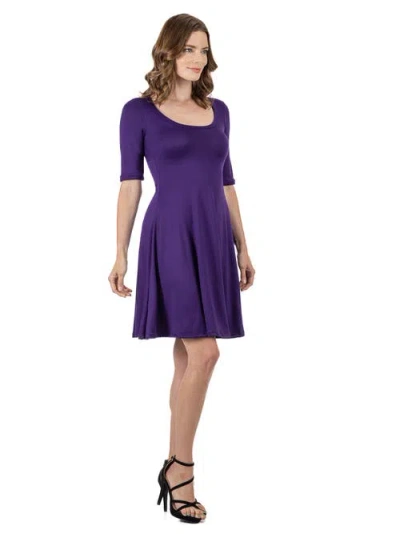24seven Comfort Apparel Petites Apparel A-line Knee Length Dress Elbow Length Sleeves