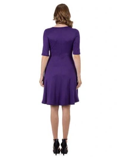 24seven Comfort Apparel Petites Apparel A-line Knee Length Dress Elbow Length Sleeves