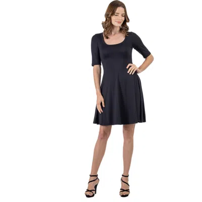 24seven Comfort Apparel Petites Apparel A-line Knee Length Dress Elbow Length Sleeves