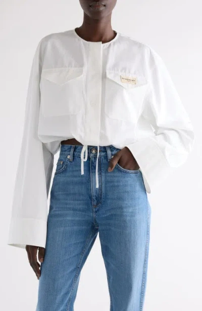 Givenchy Cotton Poplin Cropped Shirt In White