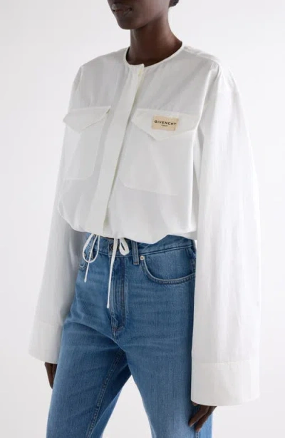 Givenchy Cotton Poplin Cropped Shirt In White