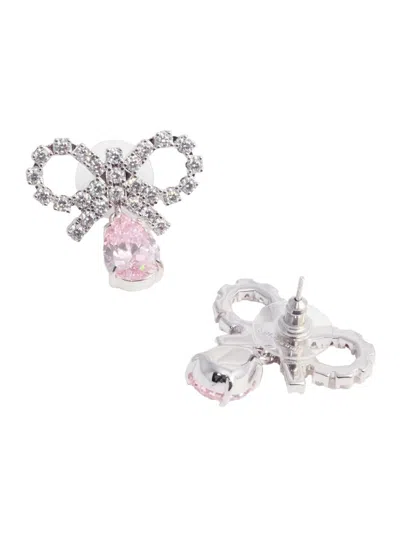 Self-portrait Micro Bow Pink Droplet Earrings