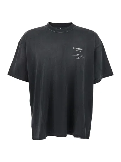 Represent 'revere Manor' Black T-shirt With Logo Lettering On The Front And Maxi Print On The Rear