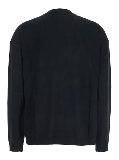 Semicouture Black Sweater With V Neck And Ribbed Trims In Wool Woman In Black