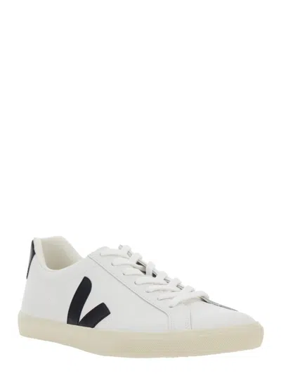 Veja 'esplar' White Low Top Sneakers With Contrasting Heel With Logo Lettering And Logo Patch On The Side In White