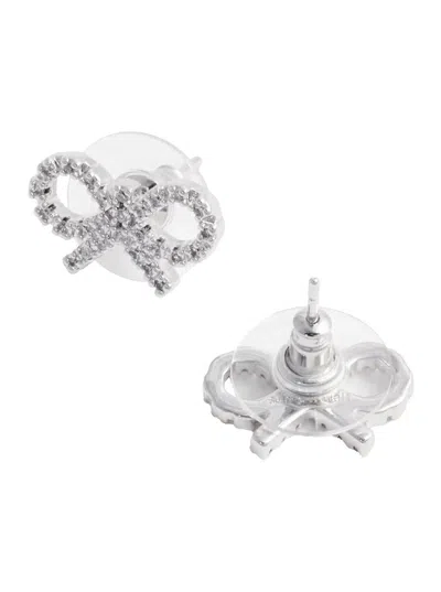 Self-portrait Micro Bow Earrings In Metallic