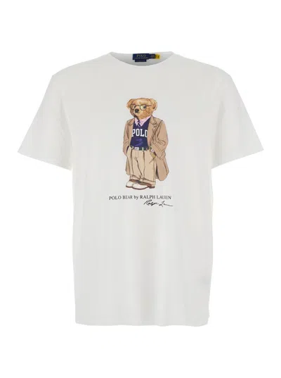 Polo Ralph Lauren White Polo Bear T-shirt Custom Slim-fit In White