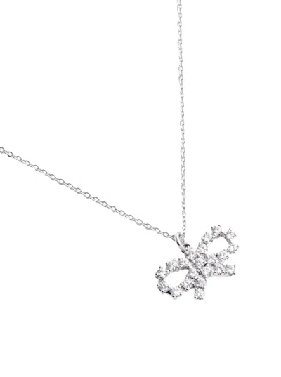 Self-portrait Self Portrait Women Micro Crystal Bow Necklace In Gray