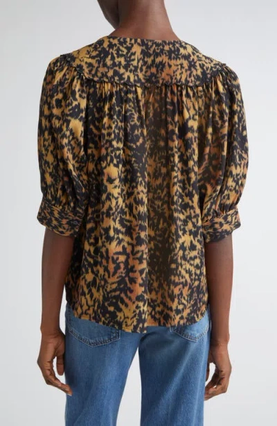 Ulla Johnson Blaire Leopard Print Short Sleeve Top